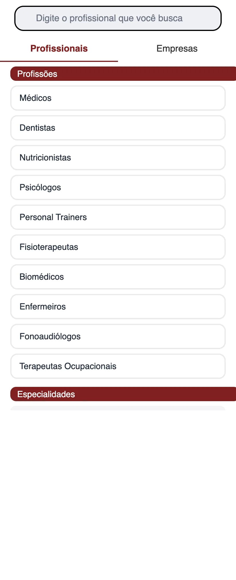 Tela da jornada de busca inteligente