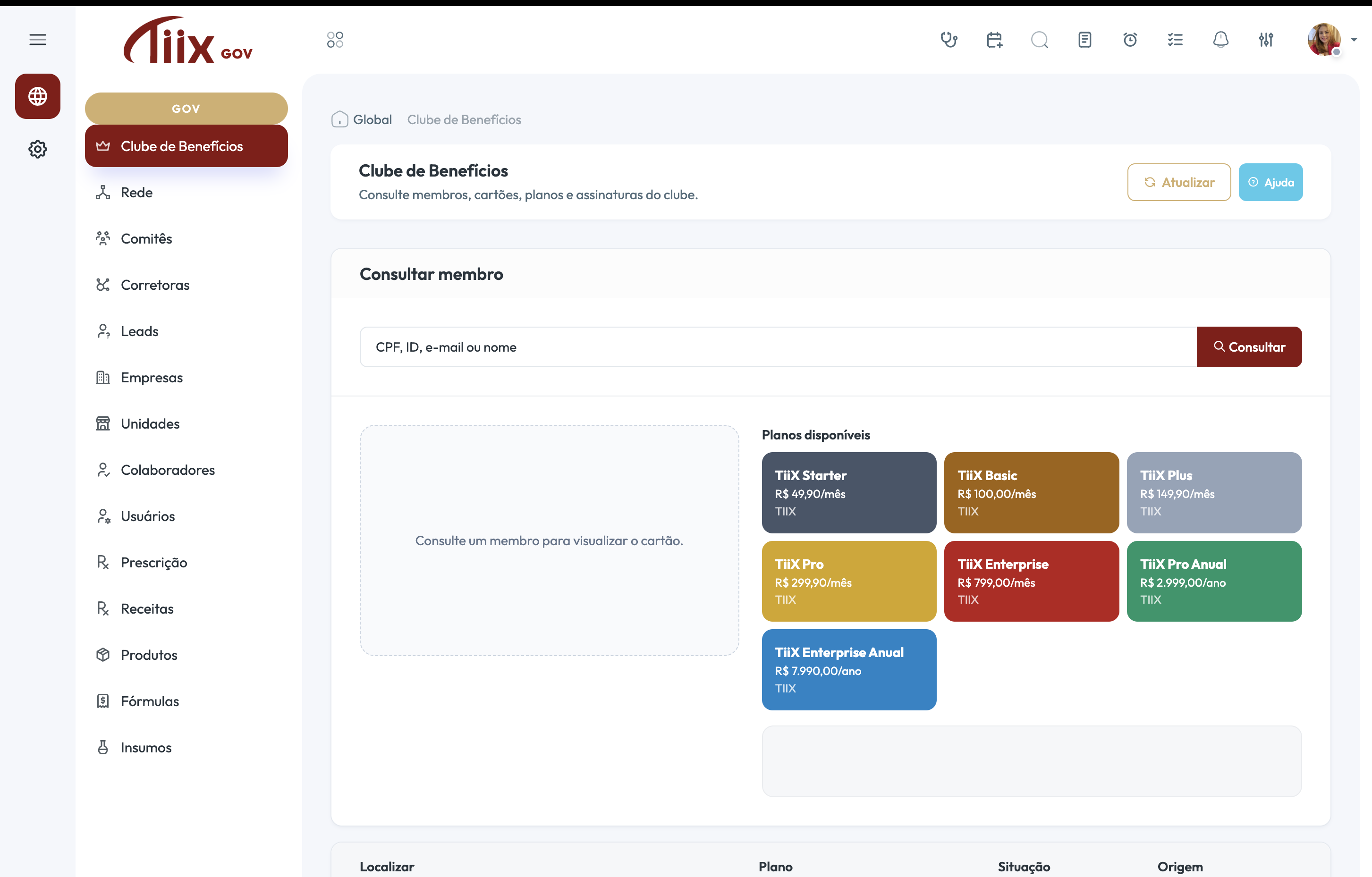Dashboard real do TIIX PRO com indicadores da operação